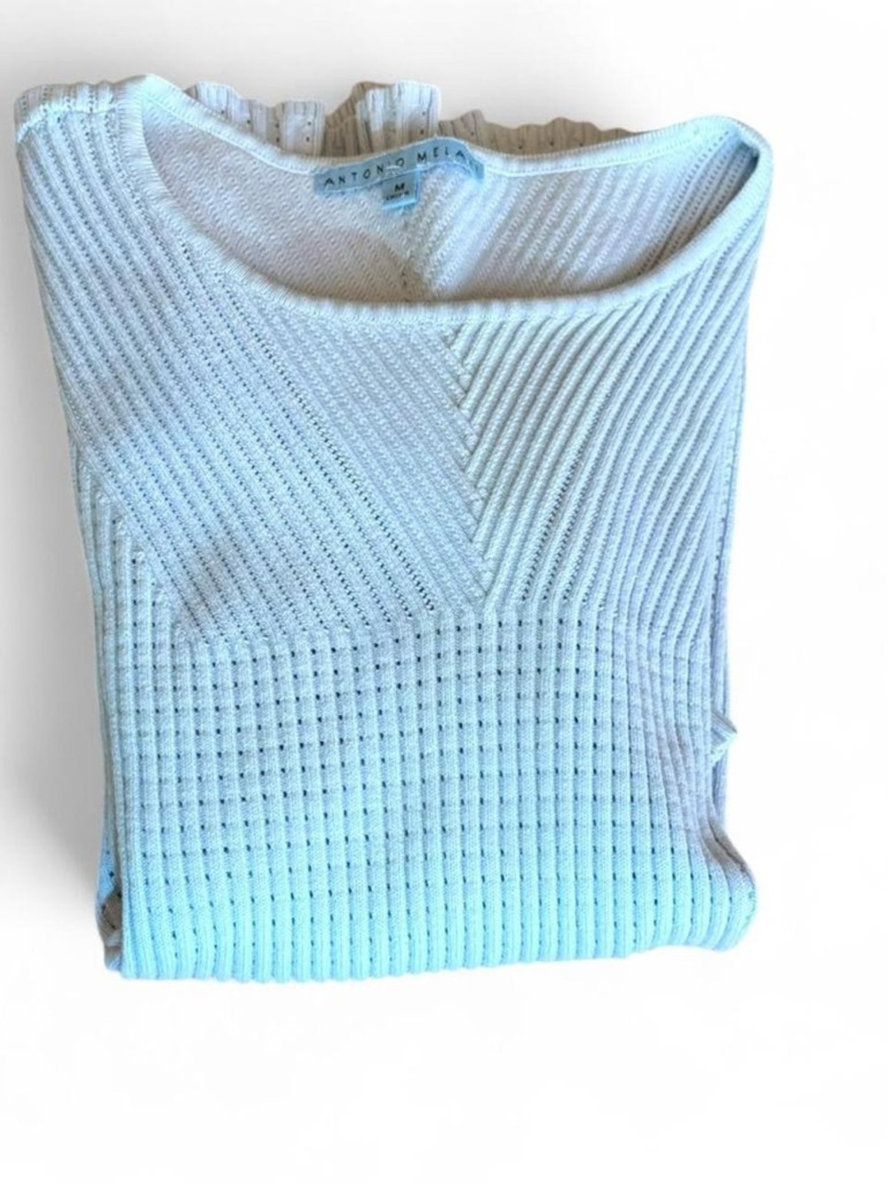 ANTONIO MELANI White Ribbed Knit Peplum Top - Picture 5 of 6